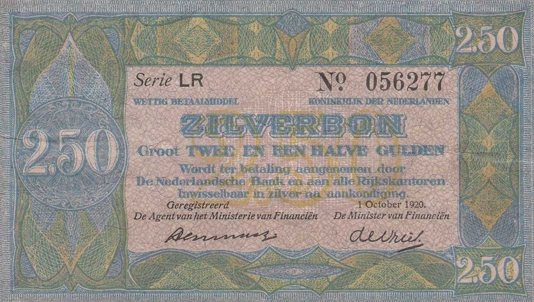 Front of Netherlands p16: 2.5 Gulden from 1920