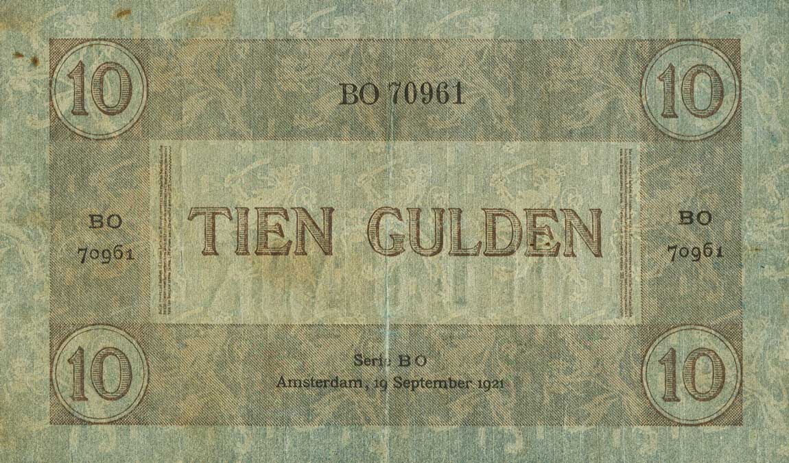 Back of Netherlands p35: 10 Gulden from 1921