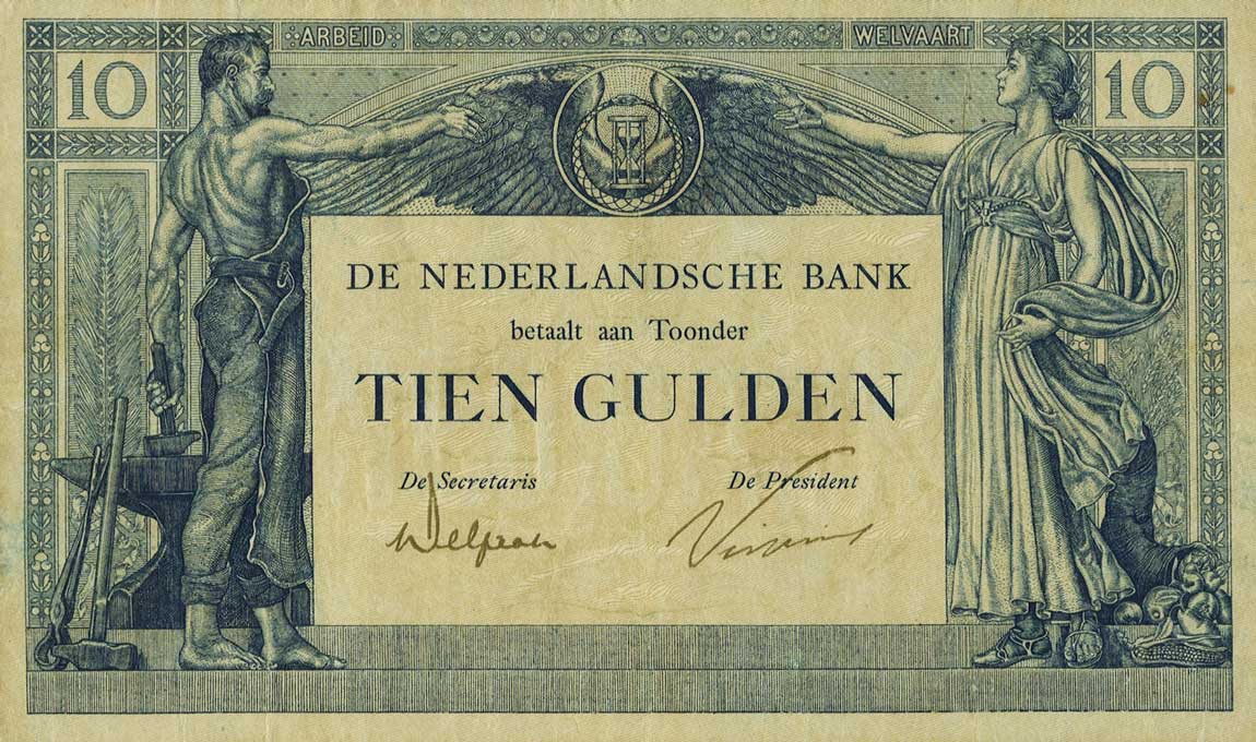 Front of Netherlands p35: 10 Gulden from 1921