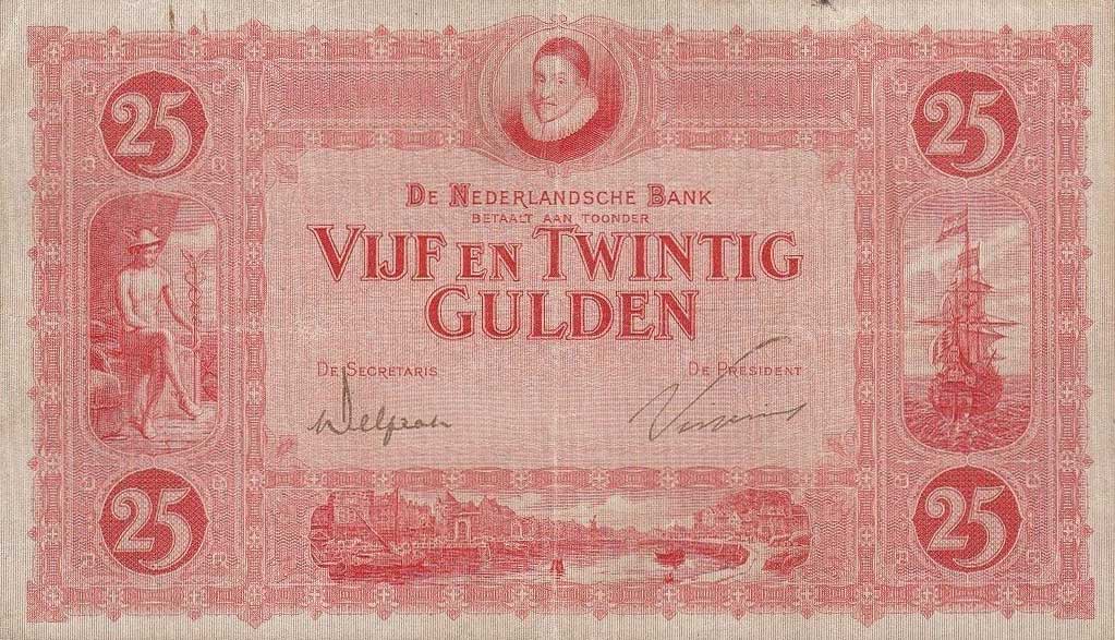 Front of Netherlands p36a: 25 Gulden from 1921