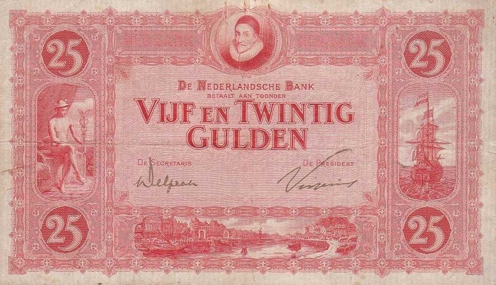 Front of Netherlands p36b: 25 Gulden from 1921