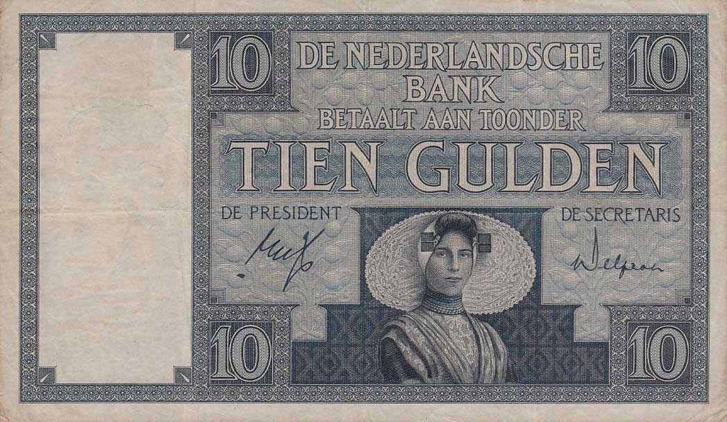 Front of Netherlands p43d: 10 Gulden from 1932