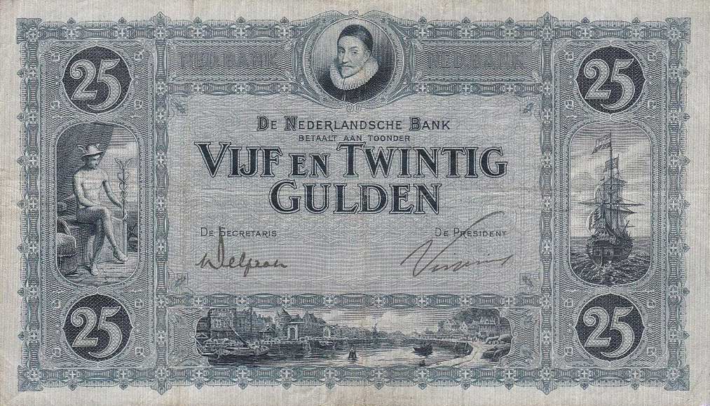 Front of Netherlands p45: 25 Gulden from 1927