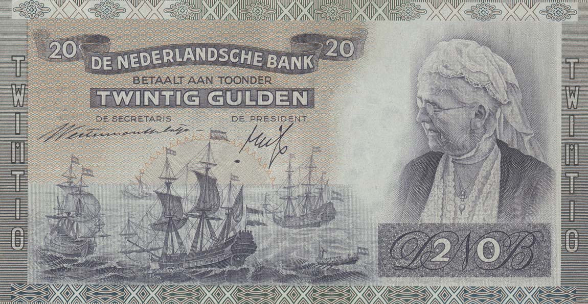 Front of Netherlands p54: 20 Gulden from 1939