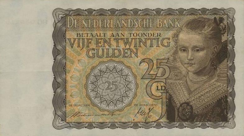 Front of Netherlands p57: 25 Gulden from 1940