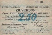 p5a from Netherlands: 2.5 Gulden from 1914