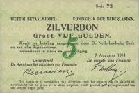 p6a from Netherlands: 5 Gulden from 1914
