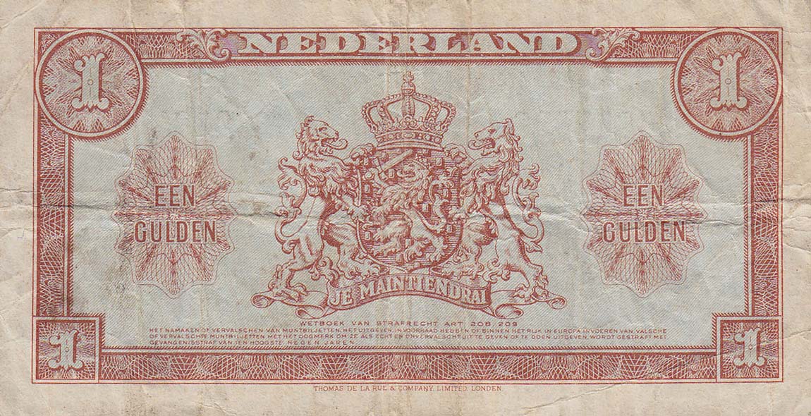 Back of Netherlands p70: 1 Gulden from 1945