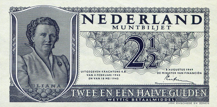 Front of Netherlands p73: 2.5 Gulden from 1949