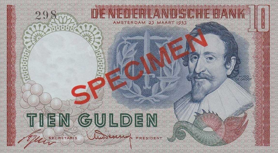 Front of Netherlands p85s: 10 Gulden from 1953