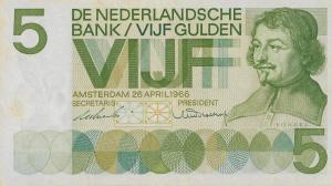 p90a from Netherlands: 5 Gulden from 1966