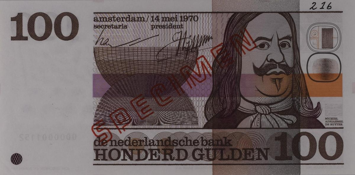 Front of Netherlands p93s: 100 Gulden from 1970