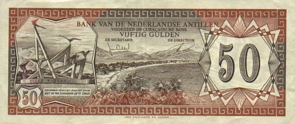 Front of Netherlands Antilles p11b: 50 Gulden from 1972