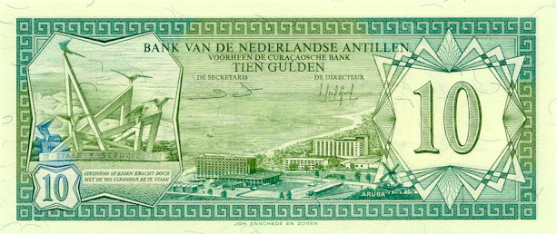 Front of Netherlands Antilles p16b: 10 Gulden from 1984
