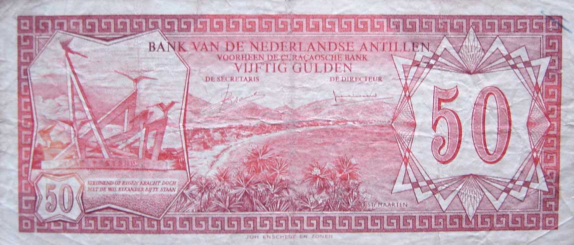 Front of Netherlands Antilles p18: 50 Gulden from 1980