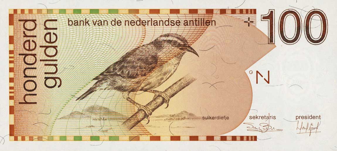 Front of Netherlands Antilles p26a: 100 Gulden from 1986