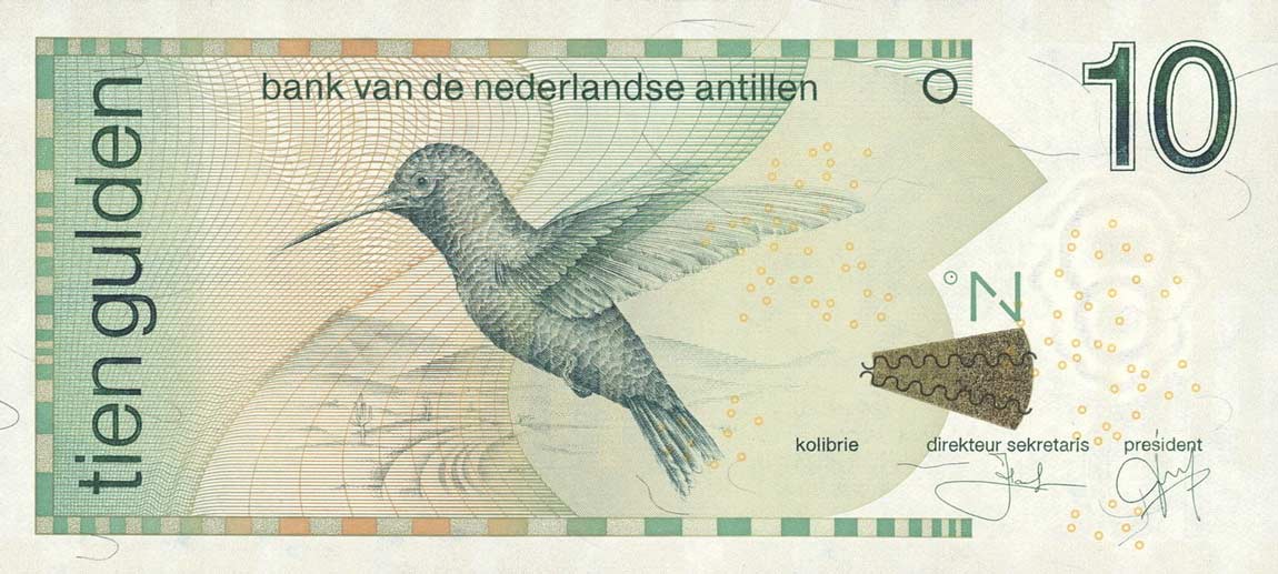 Front of Netherlands Antilles p28e: 10 Gulden from 2011