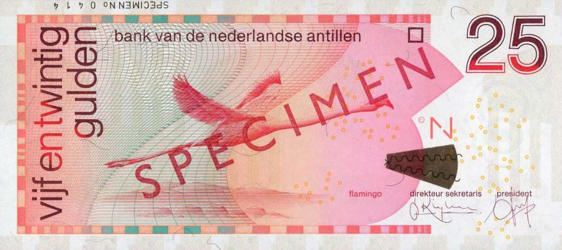 Front of Netherlands Antilles p29s: 25 Gulden from 1998