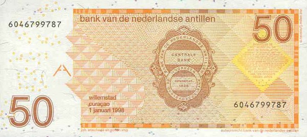 Back of Netherlands Antilles p30a: 50 Gulden from 1998