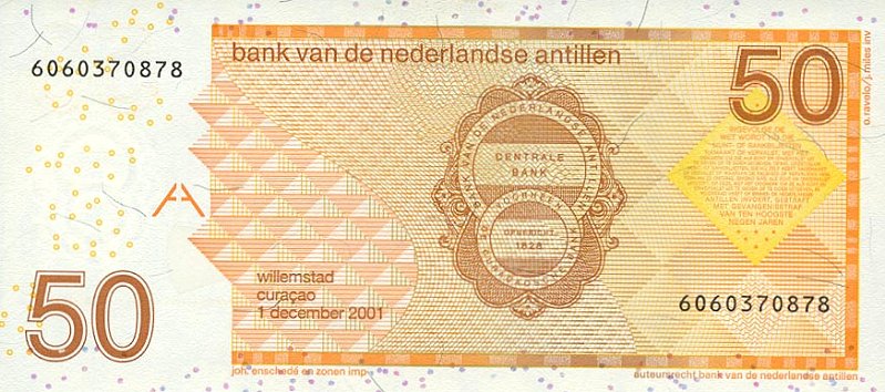 Back of Netherlands Antilles p30b: 50 Gulden from 2001