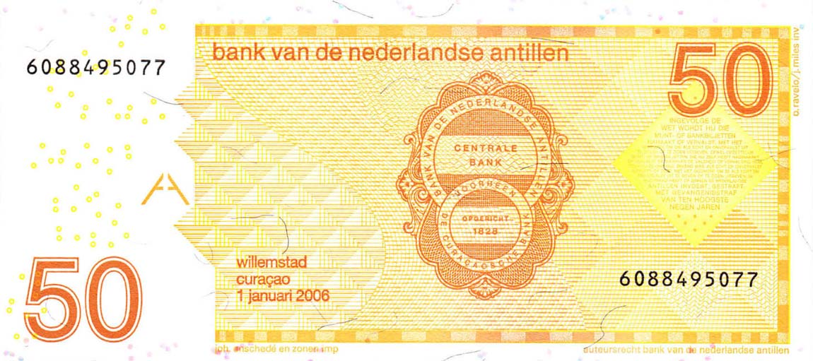 Back of Netherlands Antilles p30d: 50 Gulden from 2006