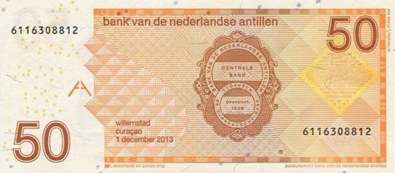 Back of Netherlands Antilles p30g: 50 Gulden from 2013