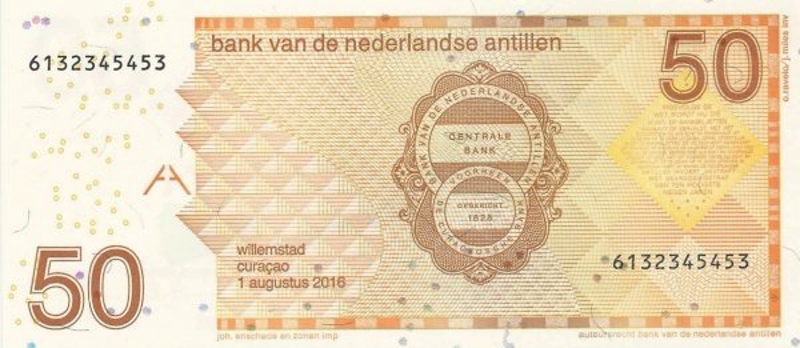 Back of Netherlands Antilles p30h: 50 Gulden from 2016