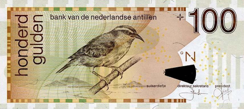 Front of Netherlands Antilles p31e: 100 Gulden from 2008