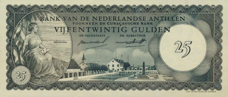 Front of Netherlands Antilles p3a: 25 Gulden from 1962