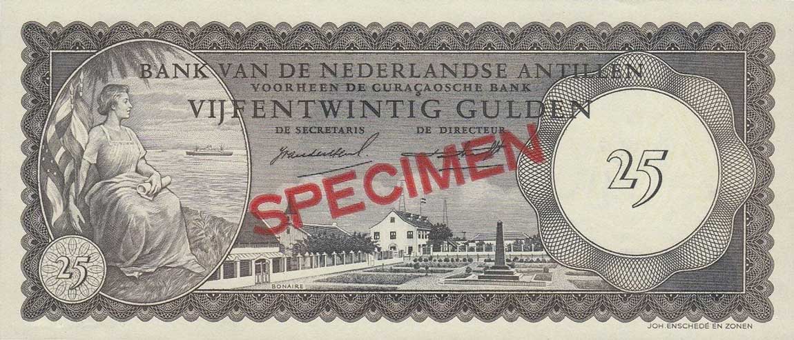 Front of Netherlands Antilles p3s: 25 Gulden from 1962