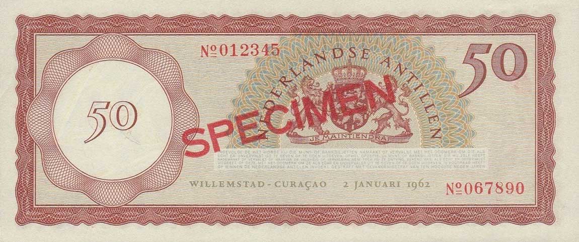 Back of Netherlands Antilles p4s: 50 Gulden from 1962