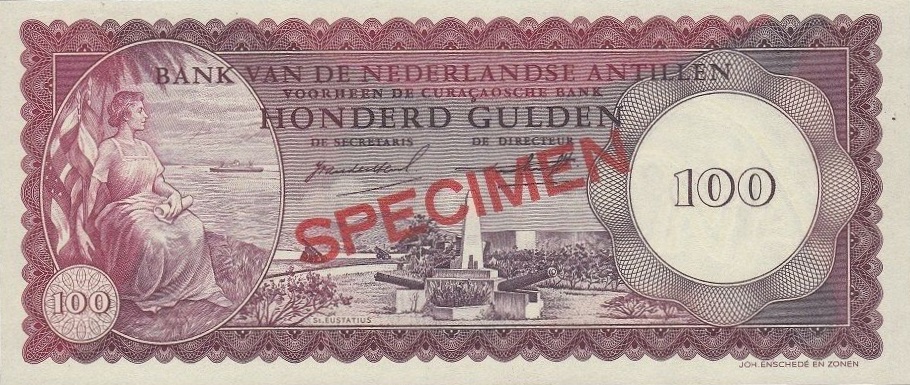 Front of Netherlands Antilles p5s: 100 Gulden from 1962