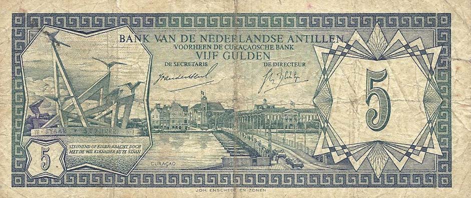 Front of Netherlands Antilles p8a: 5 Gulden from 1967