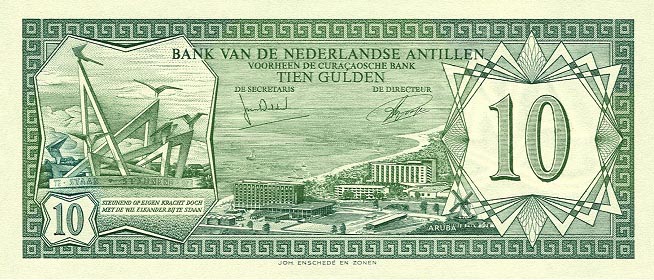 Front of Netherlands Antilles p9b: 10 Gulden from 1972