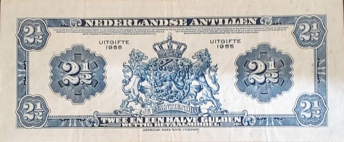 Back of Netherlands Antilles pA1a: 2.5 Gulden from 1955