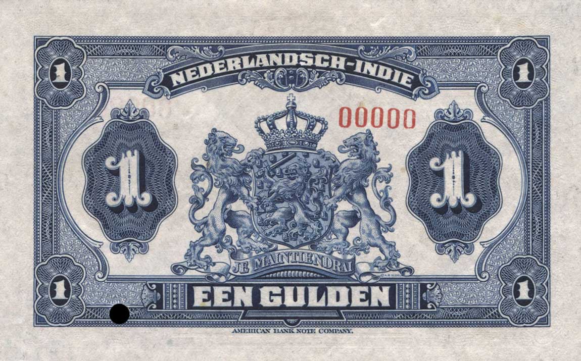 Back of Netherlands Indies p100s: 1 Gulden from 1920