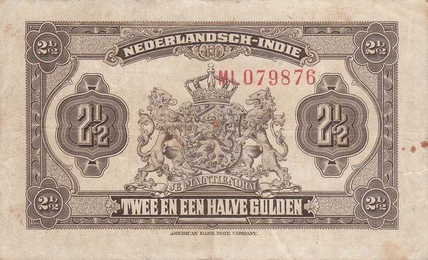 Back of Netherlands Indies p101a: 2.5 Gulden from 1919