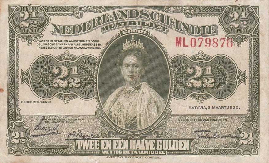 Front of Netherlands Indies p101a: 2.5 Gulden from 1919