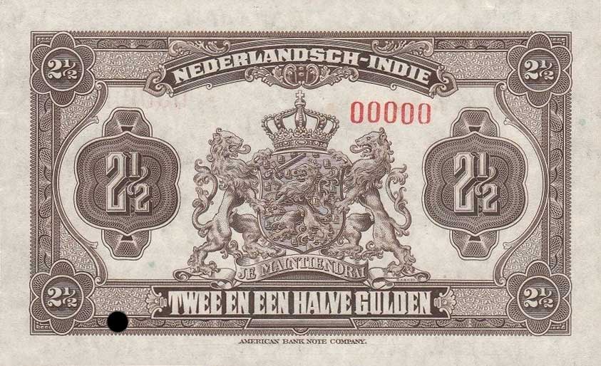 Back of Netherlands Indies p101s: 2.5 Gulden from 1919