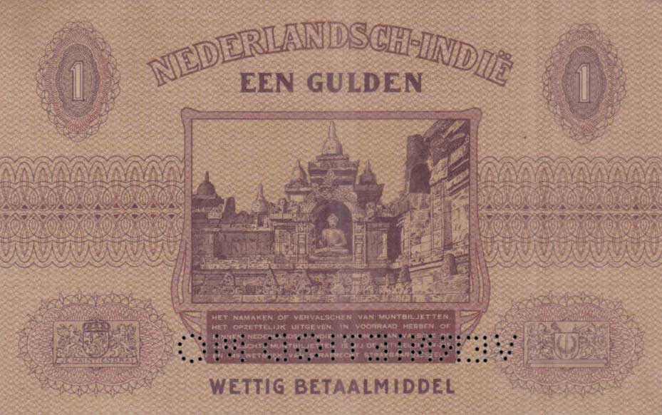 Back of Netherlands Indies p107: 1 Gulden from 1939