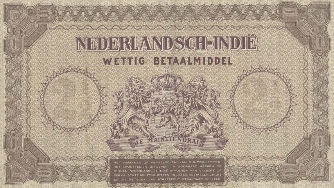 Back of Netherlands Indies p109a: 2.5 Gulden from 1940