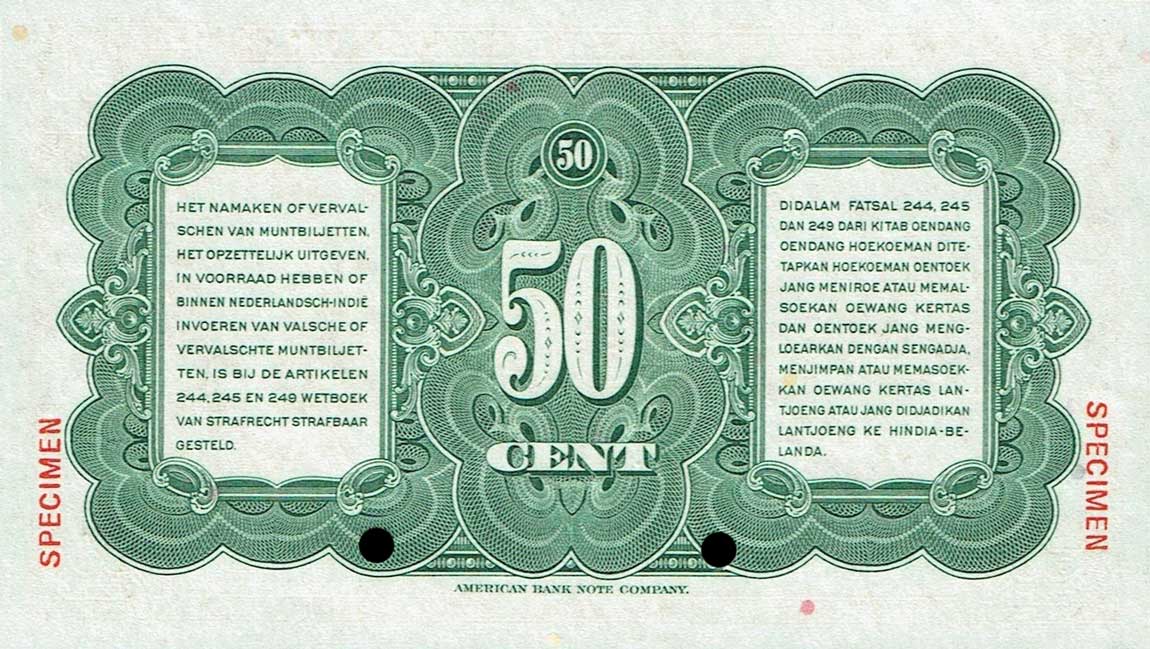 Back of Netherlands Indies p110s: 50 Cents from 1943