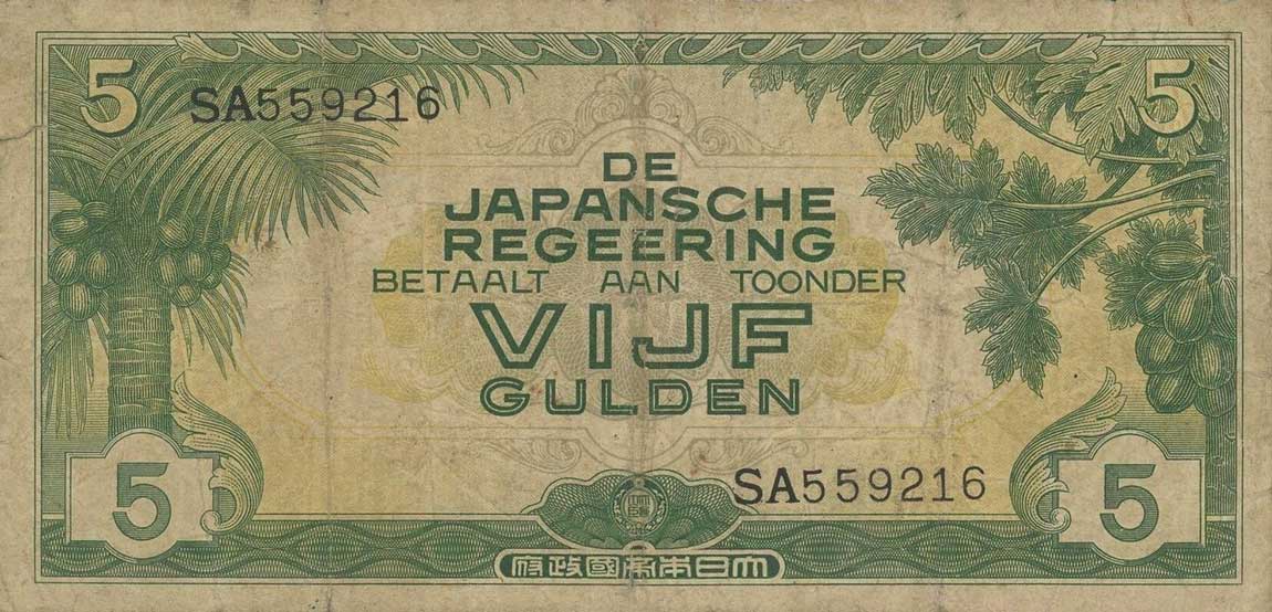 Front of Netherlands Indies p124a: 5 Gulden from 1942