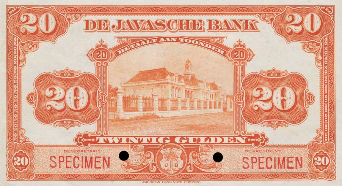 Front of Netherlands Indies p66s2: 20 Gulden from 1919