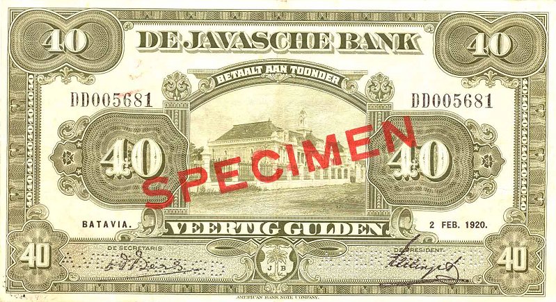 Front of Netherlands Indies p68s1: 40 Gulden from 1919