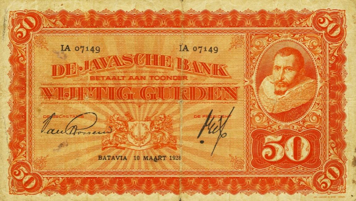 Front of Netherlands Indies p72a: 50 Gulden from 1926