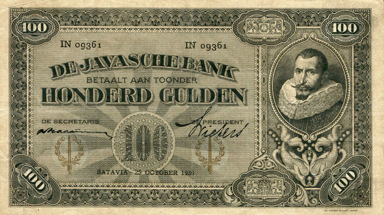 Front of Netherlands Indies p73c: 100 Gulden from 1929