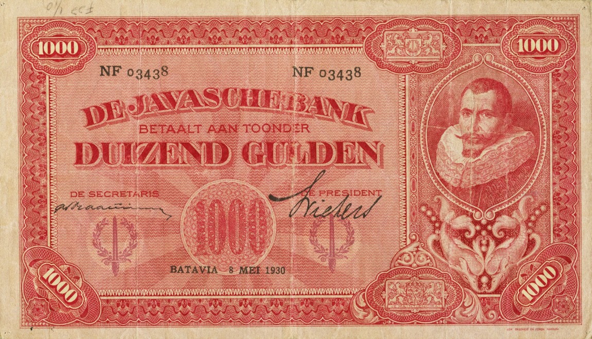 Front of Netherlands Indies p77b: 1000 Gulden from 1930