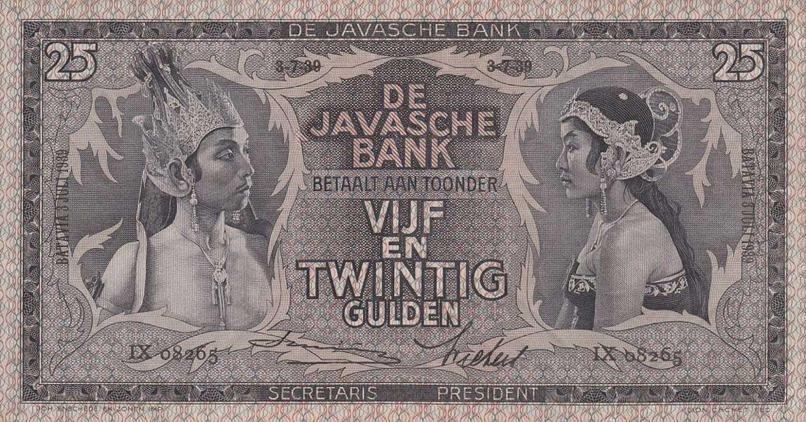 Front of Netherlands Indies p80c: 25 Gulden from 1939