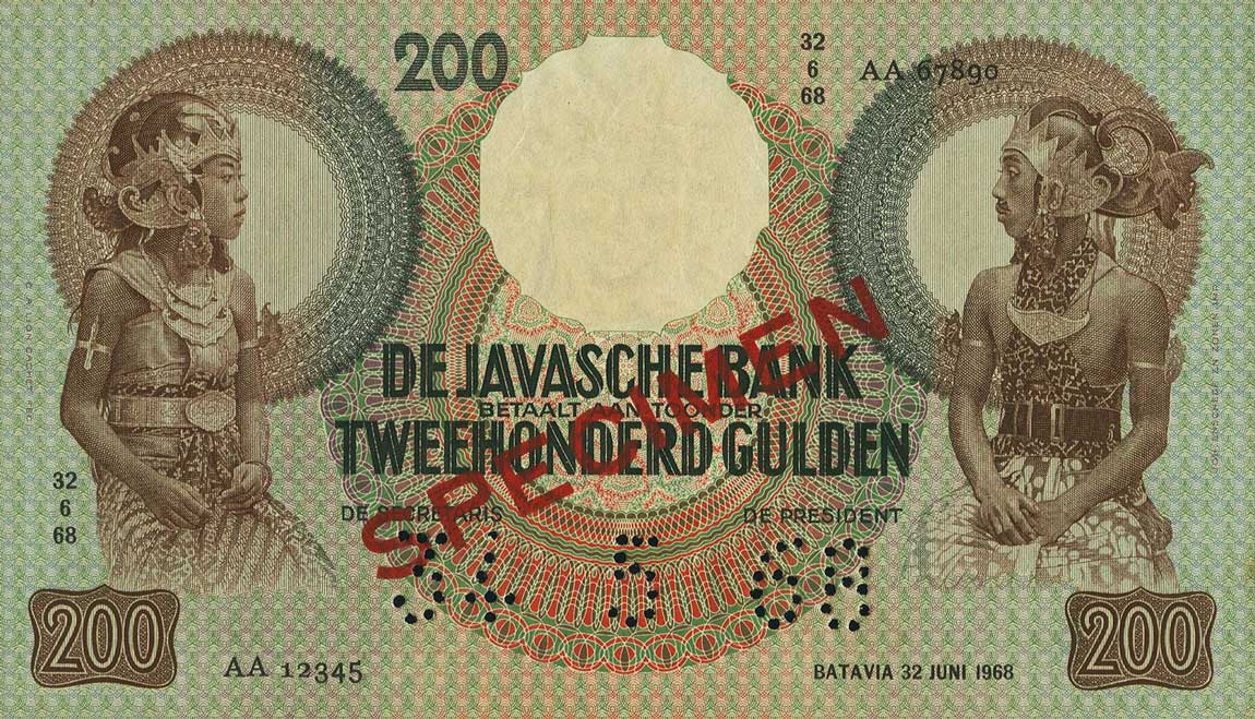 Front of Netherlands Indies p83s: 200 Gulden from 1938